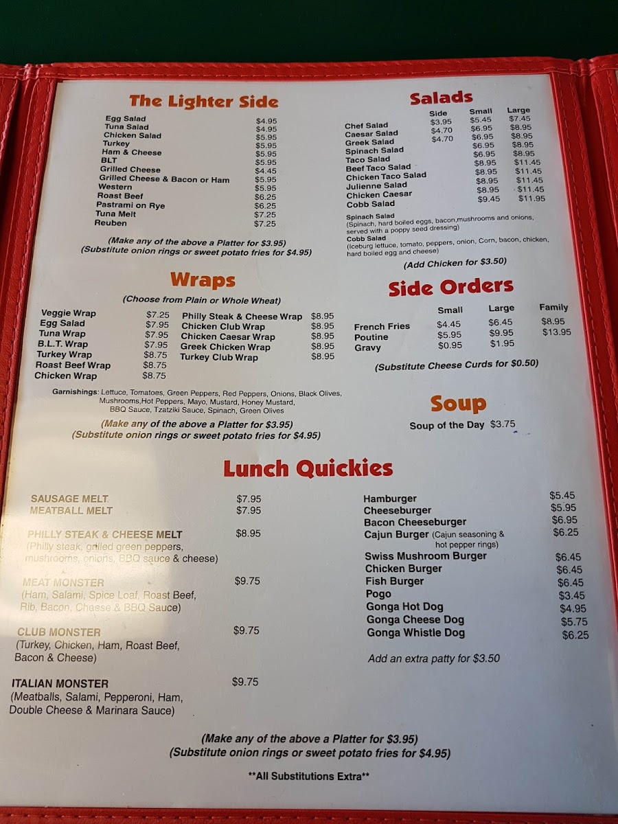 Gonga's Grill Brady Menu - Image 1